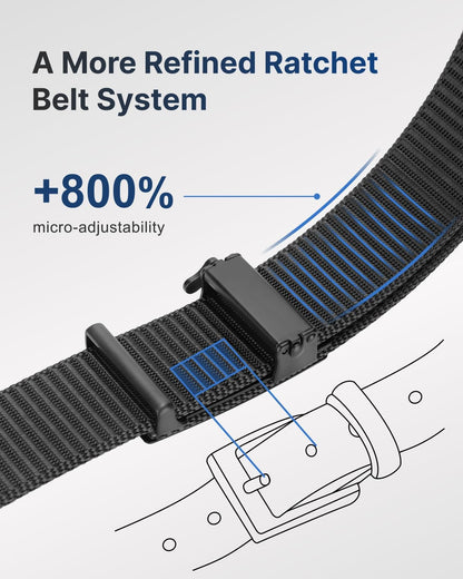 HOTFAIRWIN Men's Ratchet Belt, Nylon Tactical Belt, Adjustable Ratcheting Buckle for Golf Work Casual Outdoor Hiking Daily Wear