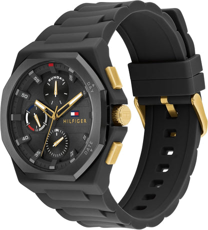HOTTommy Hilfiger Mens Sporty Watch - Multifunction Silicone Wristwatch - Water Resistant up to 5 ATM/50 Meters - Premium Fashion Timepiece for All Occasions - 44 mm