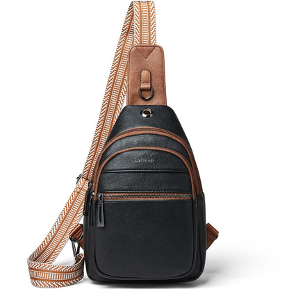 HOTLATMAP 7L Sling Bag For Women Faux Leather Anti Theft Small Casual Daypack Backpack Fanny Pack Crossbody Chest Bags Purse Waterproof Brown