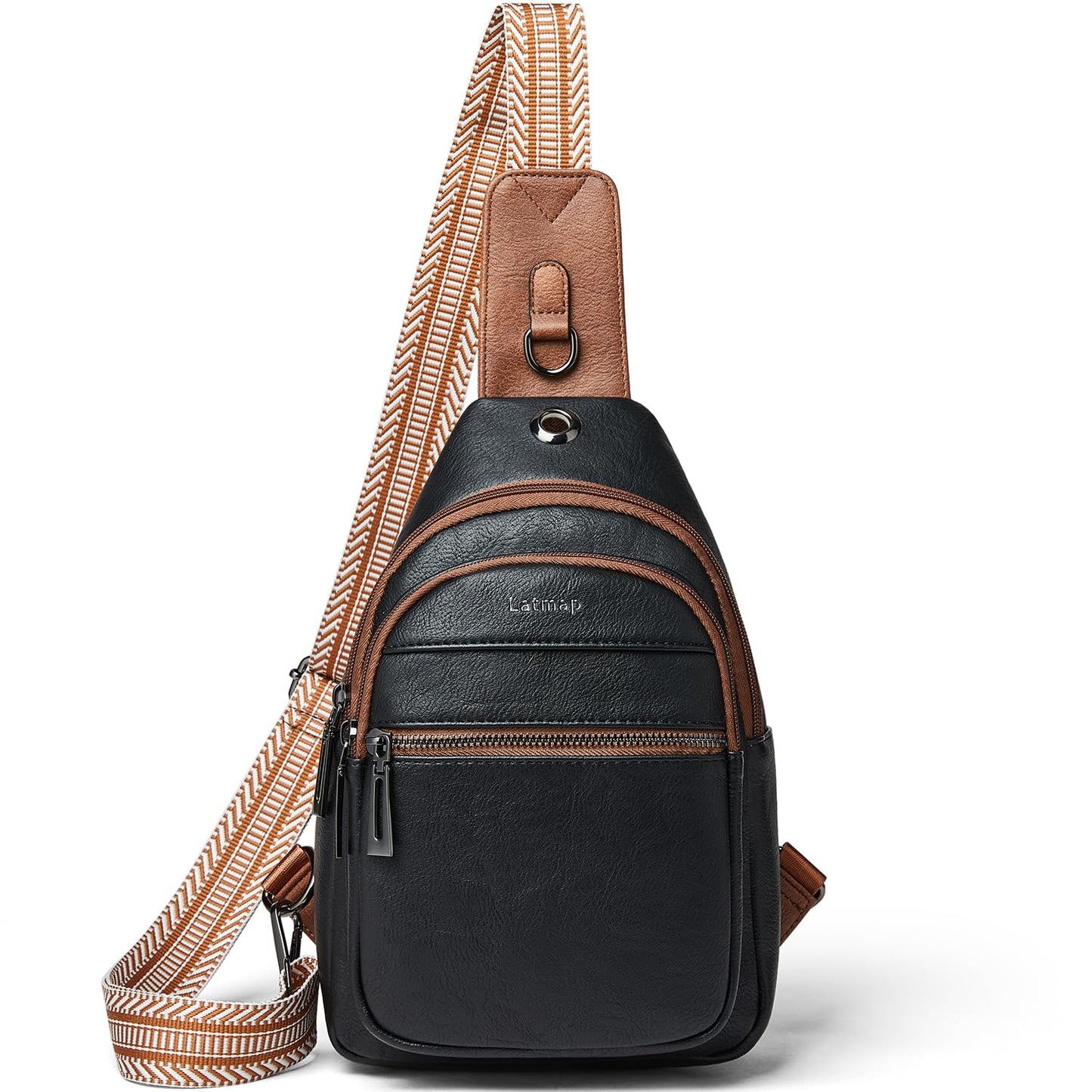 HOTLATMAP 7L Sling Bag For Women Faux Leather Anti Theft Small Casual Daypack Backpack Fanny Pack Crossbody Chest Bags Purse Waterproof Brown