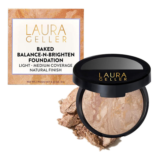 HOTLAURA GELLER NEW YORK Award-Winning Baked Balance-n-Brighten Color Correcting Powder Foundation – Handmade in Italy – Buildable Coverage, Matte Finish – For Mature & Sensitive Skin – 02 Fair