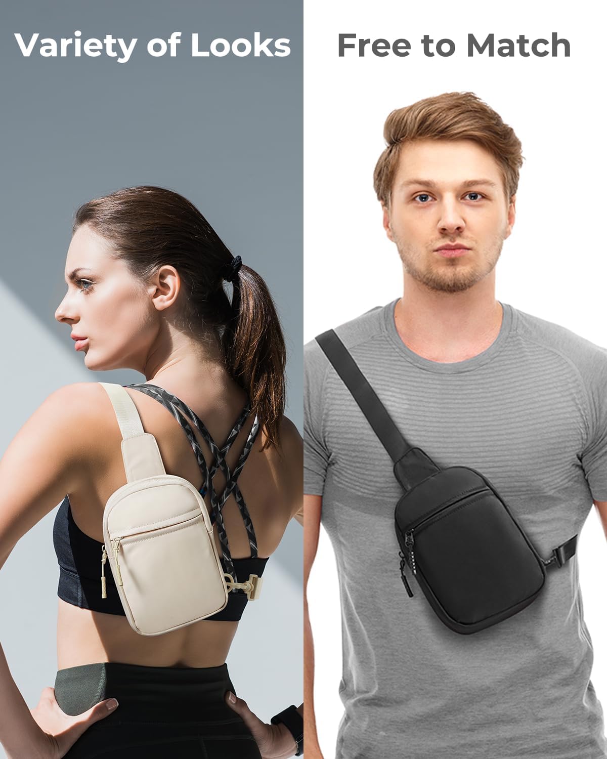 HOTCHOLISS Small Sling Bag for Women and Men, Crossbody Bags Trendy Fanny Packs Chest Bag with Extended Strap