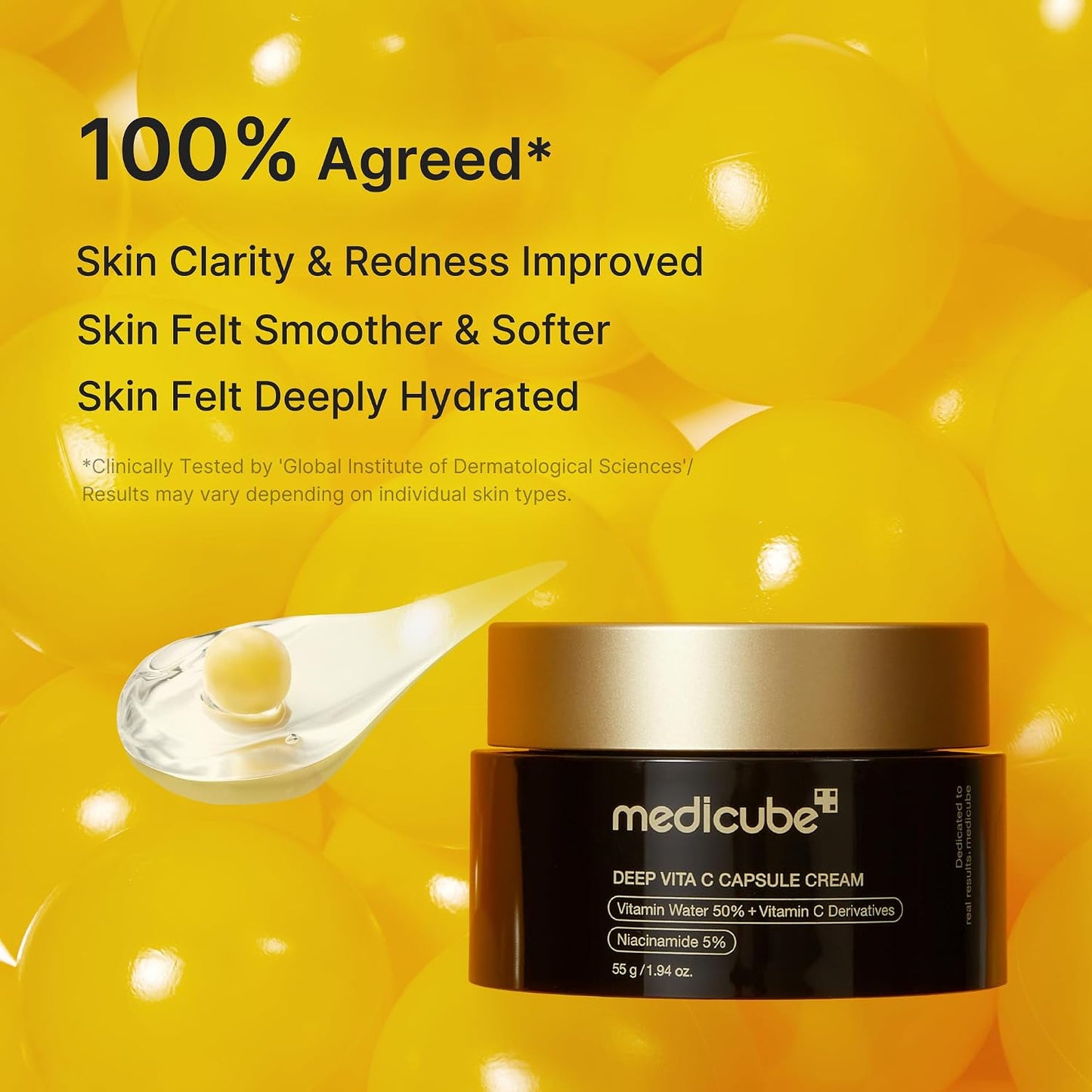 HOTmedicube Capsule Cream with Deep Vitamin C | Liposome Vitamin C Golden Capsule for Radiance & Firm-Looking Skin | Hydrating Glow Gel Texture | Korean Skincare, 1.94 oz