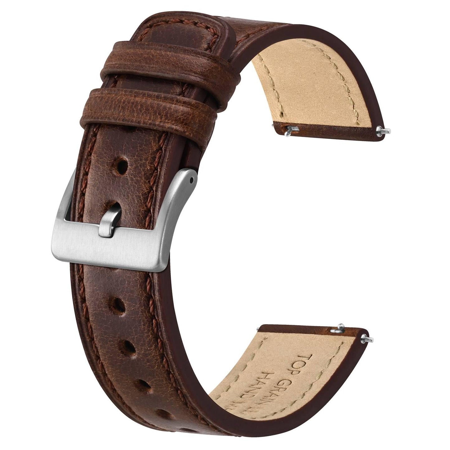 HOTBISONSTRAP Leather Watch Straps, Classic Oil Waxed Leather, Quick Release Replacement Band for Men and Women, Band Width 18mm 20mm 22mm