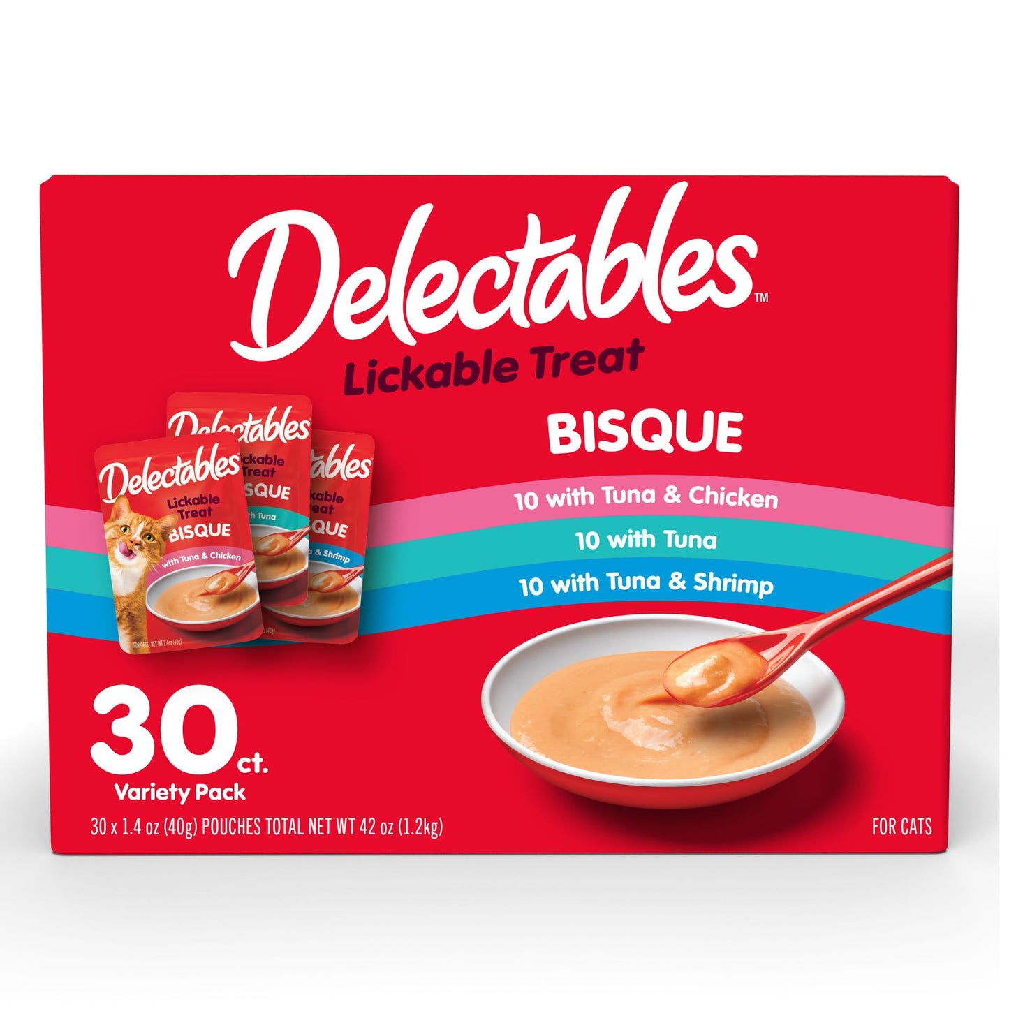 HOTDelectables Bisque Lickable Wet Cat Treats - Chicken, Tuna & Shrimp, 12 count