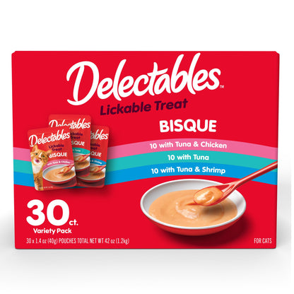 HOTDelectables Bisque Lickable Wet Cat Treats - Chicken, Tuna & Shrimp, 12 count