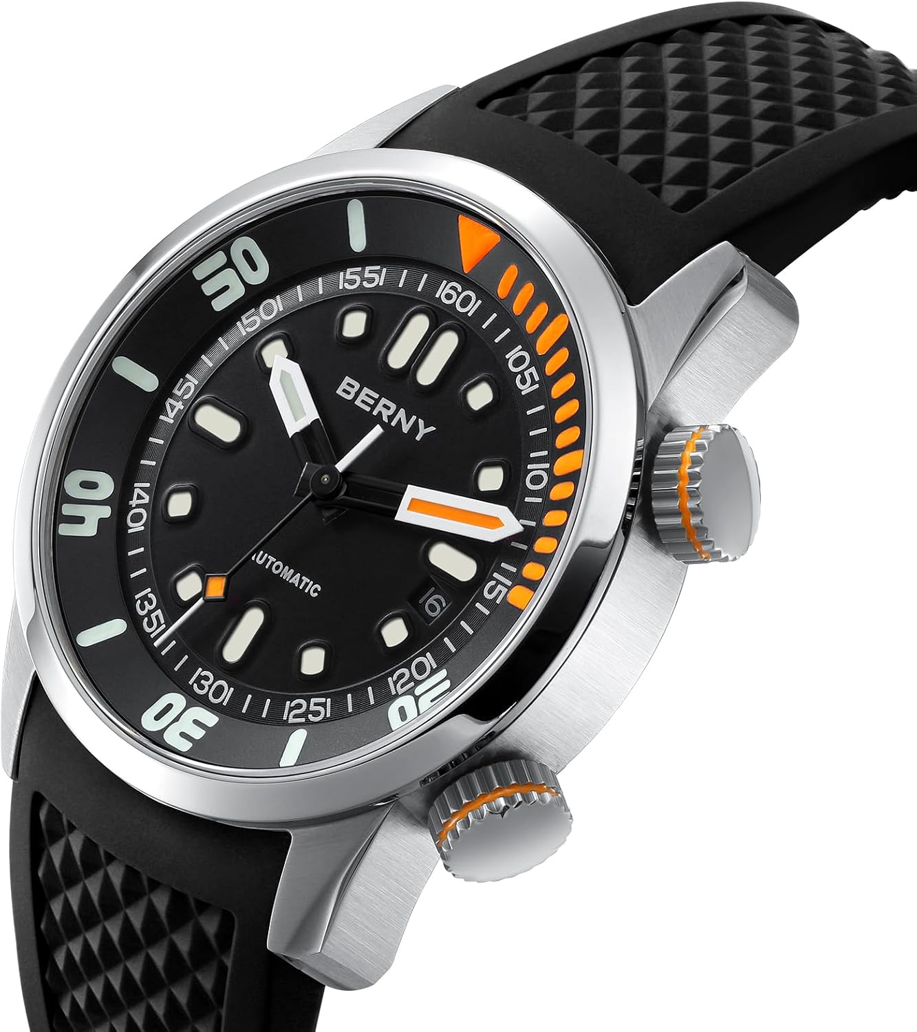 HOTBERNY Men's Dive Watch, Fashion Mechanical Automatic Watches for Men, 20AMT Waterproof Male Wrist Watch, Super Luminous Sapphire Glass Comfortable Silicone Watch Band Luxury Birthday Presents