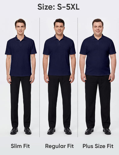 HOTJMIERR Mens Casual Polo Shirt Summer Short Sleeve Vacation Button Beach Knit Stretchy Golf Shirts