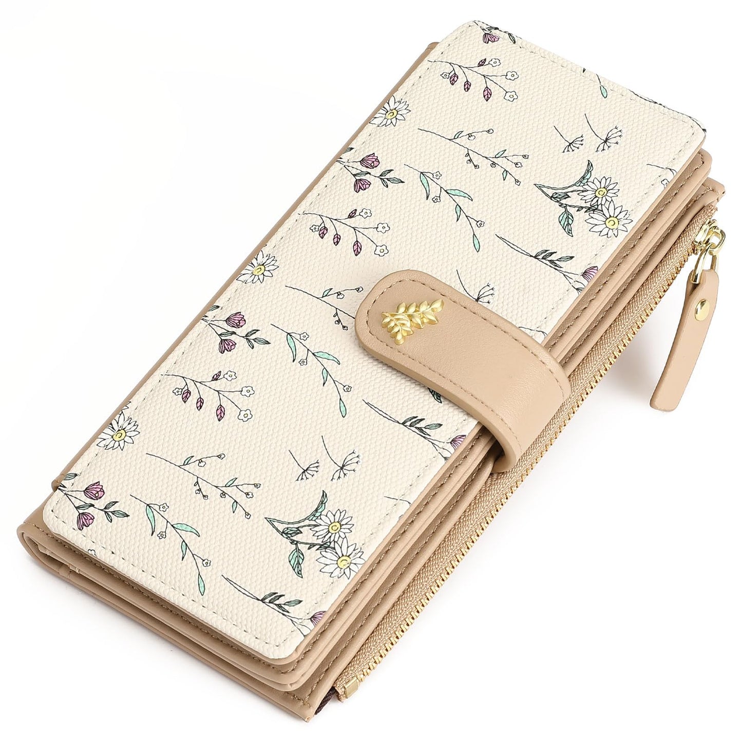 HOTGAEKEAO Womens Wallet RFID Blocking Large Capacity Vegan Leather Card Holder Wristlet Clutch with 32 Card Slots 4 ID Windows