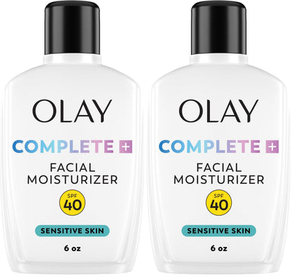 HOTOlay Complete+ Face Moisturizer with Sunscreen SPF 40, For Sensitive Skin, Broad Spectrum Sun Protection, Fragrence-Free - No White Cast on All Tones, Nourishes Moisture Barrier - Ceramides, 6 Oz