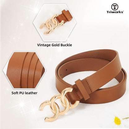 HOTTRIWORKS 3 Pack Women's Belts for Jeans Pants Fashion Waist Belts for Ladies Leather Belts