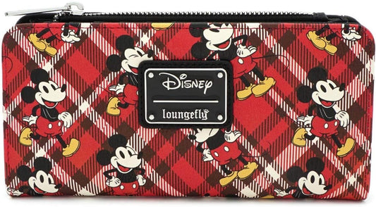 HOTLoungefly Faux Leather x Mickey Mouse Plaid Wallet (Multicolored, One Size)