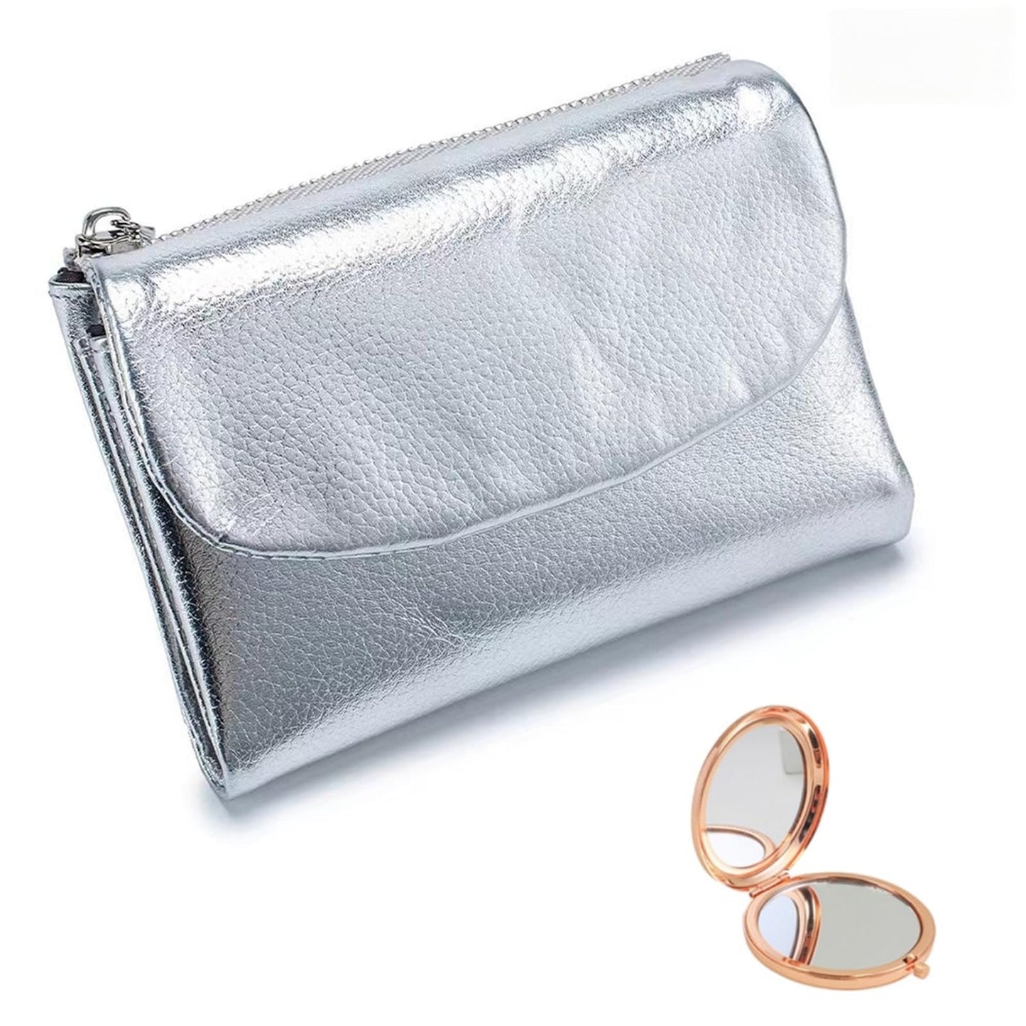 HOTUnisex Pebble Leather Wallet, Multicolor Genuine Leather Short Wallets for Women & Men, Small Full Grain Coin Purse with Credit Card Holder for Coins and Cards (#12)