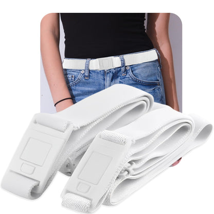 HOTBELTAWAY Easily Adjustable Elastic Flat Buckle No Show Belts for Women – Stretch No Bulge jeans pants