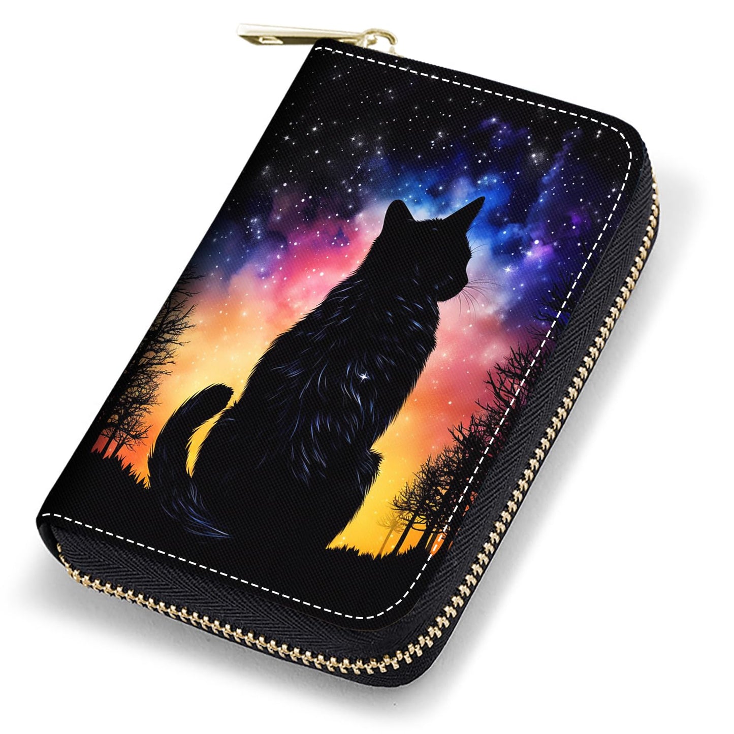 HOTCredit Card Holder Wallets for Women, RFID Blocking Small Leather Card Case Wallet with Zipper Accordion Wallets, Floral Quote Bible Verse Psalm 46:10