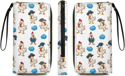 HOTWomen's Wallet Ladies Wristlet, Large Capacity, Zipper Pocket, Perfect for ID Cards, Chicken Cute