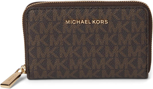 HOTMichael Kors Jet Set Small Zip Around Card Case, Gold-Tone Hardware/Brown/Acorn