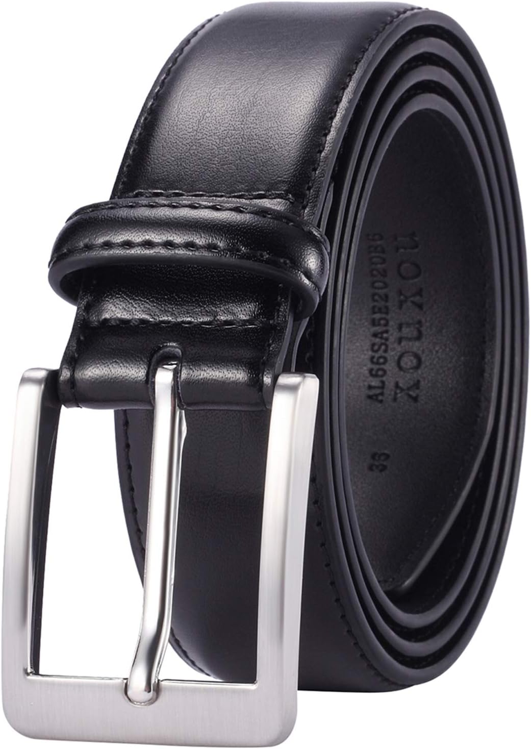 HOTXOUXOU Men's Casual Leather Jeans Belts Classic Work Business Dress Belt with Prong Buckle for Men
