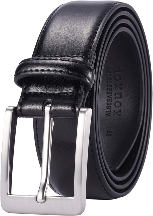HOTXOUXOU Men's Casual Leather Jeans Belts Classic Work Business Dress Belt with Prong Buckle for Men