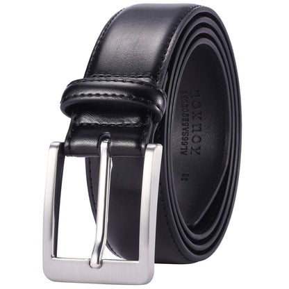 HOTXOUXOU Men's Casual Leather Jeans Belts Classic Work Business Dress Belt with Prong Buckle for Men