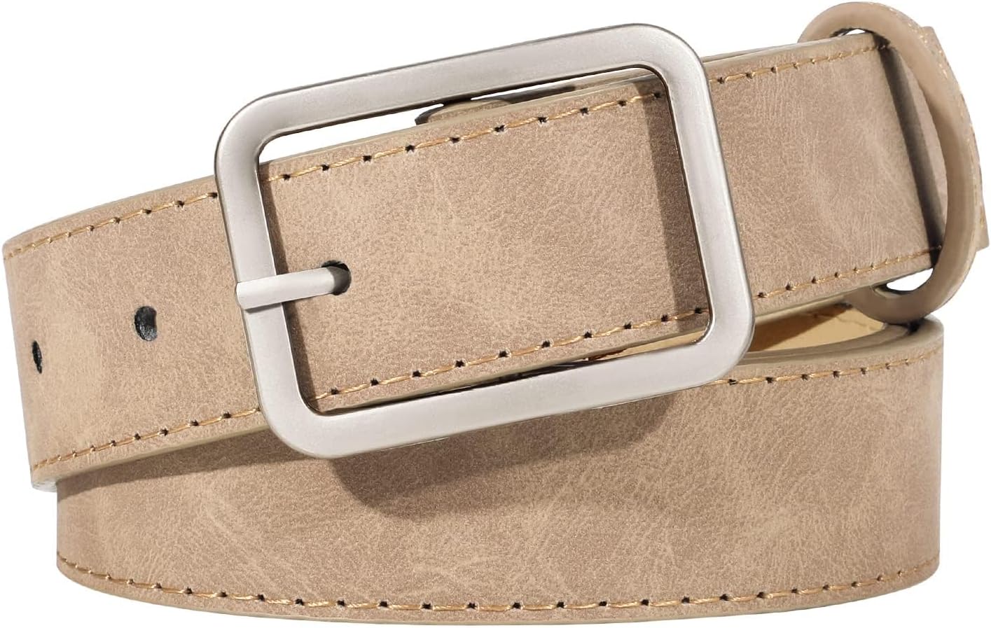 HOTXZQTIVE Women Suede Belts for Women Fashion Leather Belts With Silver Buckle Ladies Waist Belt For Jean Pant Dress