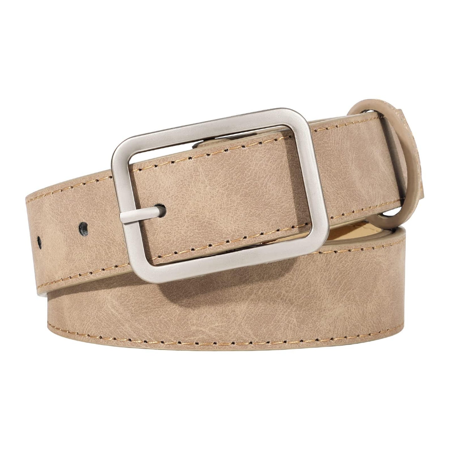 HOTXZQTIVE Women Suede Belts for Women Fashion Leather Belts With Silver Buckle Ladies Waist Belt For Jean Pant Dress
