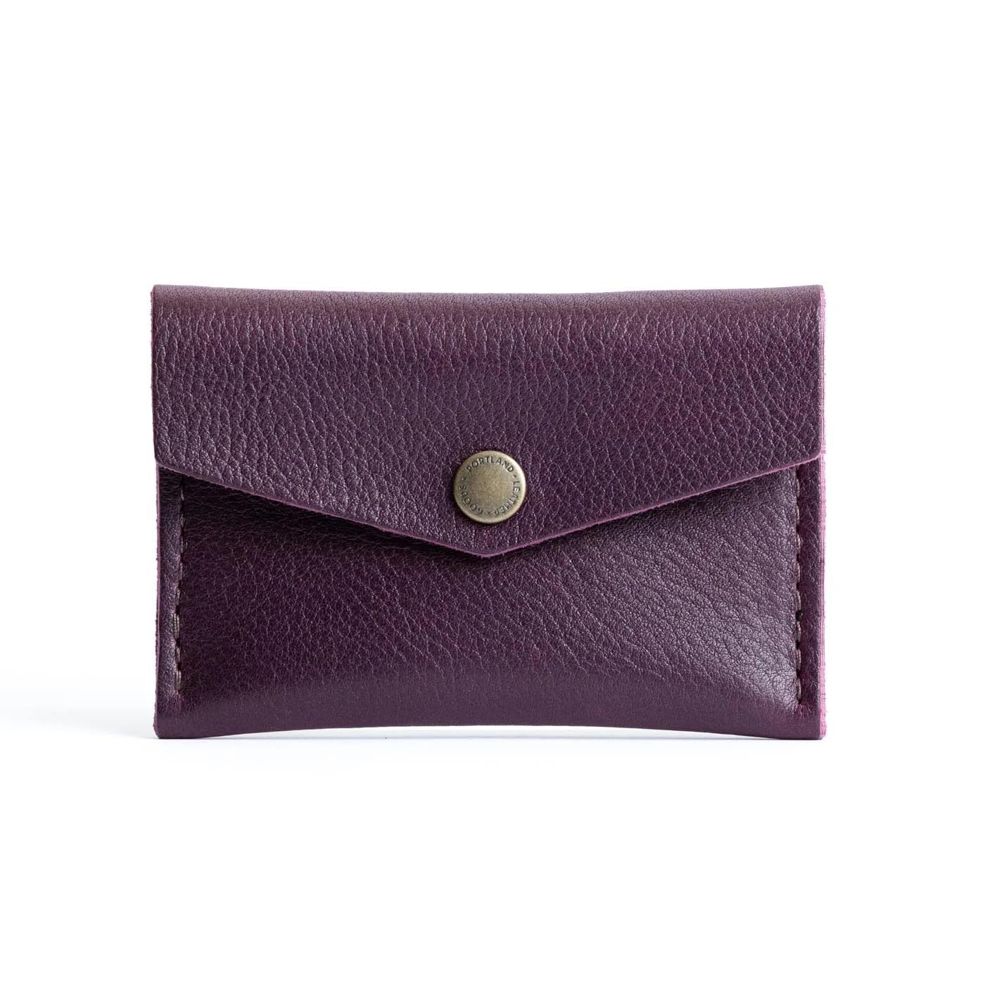 HOTPortland Leather Goods Mini Envelope Wallet for Women – Handmade from the Finest Full-Grain Hides – Features Two Interior Pockets with Secure Snap Closure – Cognac
