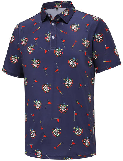 HOTMens Golf Polo Shirts Short Sleeve Performance Moisture Wicking Dry Fit Casual Print Funny Golf Polo Shirts for Men