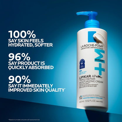 HOTLa Roche-Posay Lipikar AP+Max Triple Repair Moisturizing Body Cream,13.52oz | Face and body lotion for dry skin with shea butter and niacinamide to help moisturize and support the skin barrier.