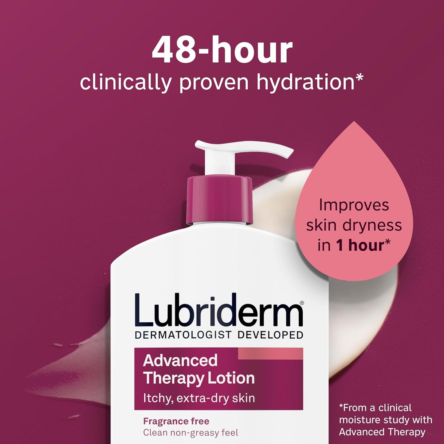 HOTLubriderm Advanced Therapy Body Lotion, Fragrance-Free Lotion for Extremely Dry Skin, Pro-Ceramide Hydration for Itchy, Dry, Sensitive Skin, Hand and Body Lotion, Non-Greasy, Hypoallergenic, 32 Fl Oz