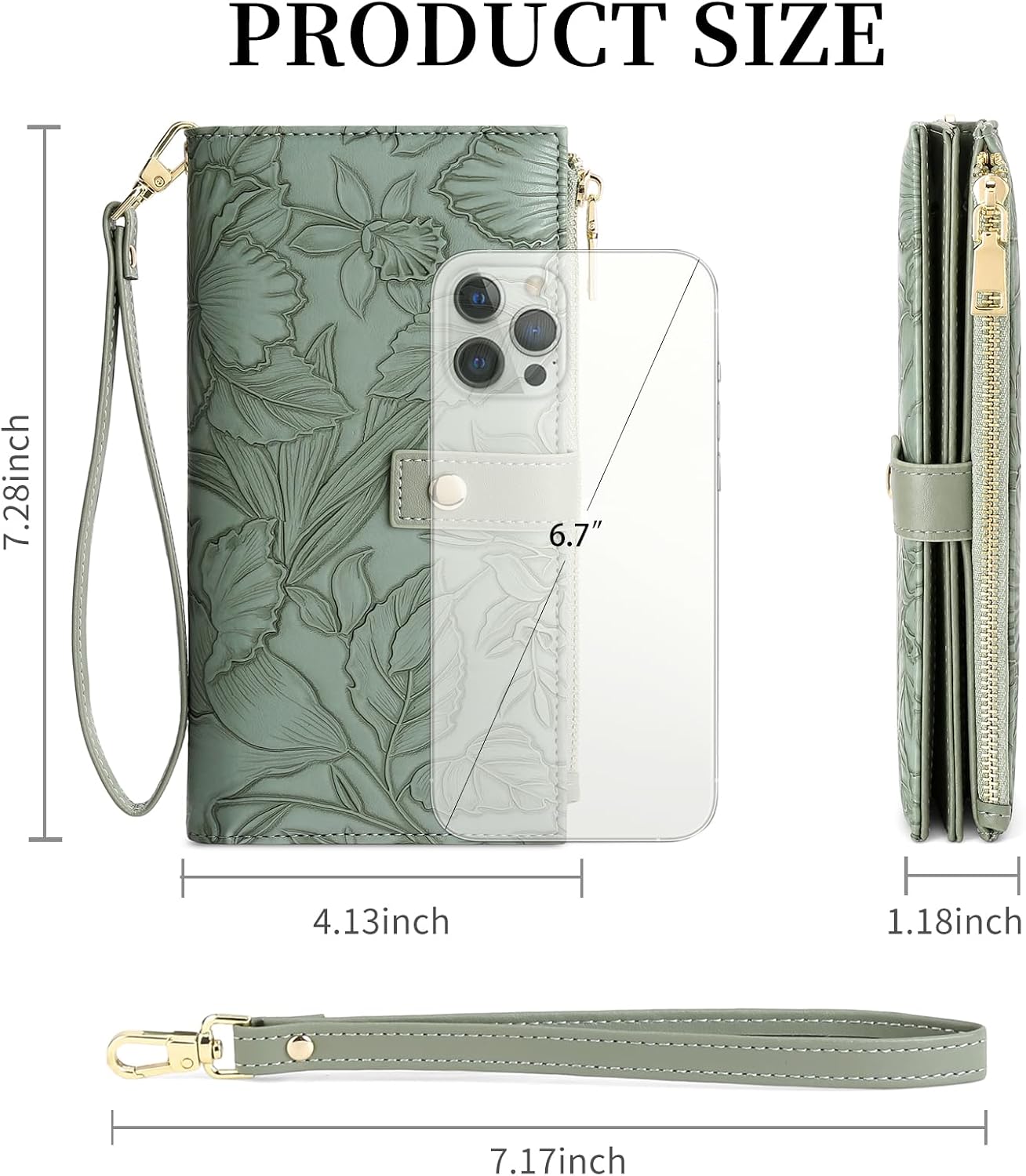 HOTFALAN MULE Wallets for Women RFID Blocking Vegan Leather wristlet wallet | Trifold Clutch Large Capacity Credit Card Holder Travel Purse Wristlet Wallets Ladies Purse with 2 ID Windows