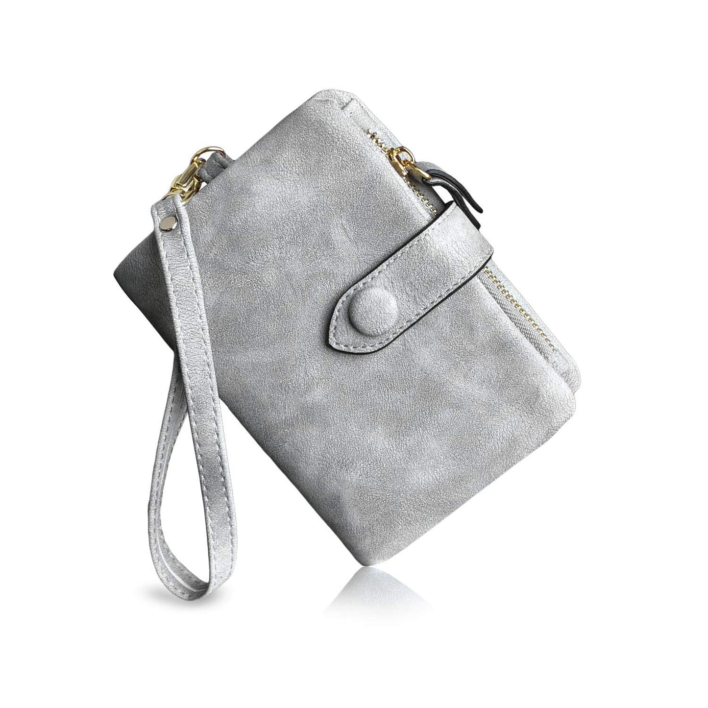 HOTPofeeXIO Womens Small Bifold Leather Wallets RFID Ladies Wristlet with Card Slots id Window Zipper Coin Purse | Small