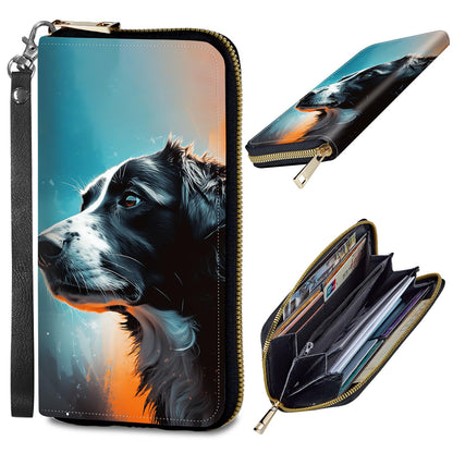 HOTWomens Wallet, PU Leather RFID Cute Wristlet Wallets for Girls Women Ladies Purse Large Credit Card Clutch Purse Card Holder Coin Pocket Travel Wallets with Zipper, Art Black Cat