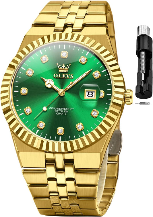 HOTOLEVS Mens Watches Luxury Diamond Calendar Stainless Steel Male Watches Business Dress Waterproof Luminous Fashion Watch for Men