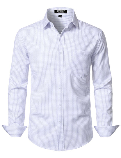 HOTJEMITOP Men Stretch Business Casual Dress Shirts | Regular Fit, Formal, Long Sleeve, Button Down, Tuxedo, Wedding, Prom, with Pocket