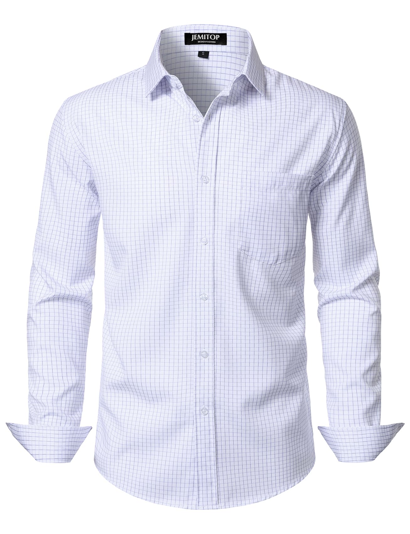 HOTJEMITOP Men Stretch Business Casual Dress Shirts | Regular Fit, Formal, Long Sleeve, Button Down, Tuxedo, Wedding, Prom, with Pocket