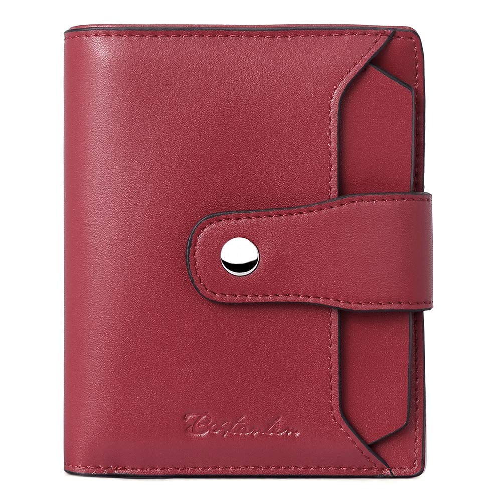 HOTBOSTANTEN Women Leather Wallet RFID Blocking Bifold Zipper Pocket Wallet Card Case Purse with ID Window