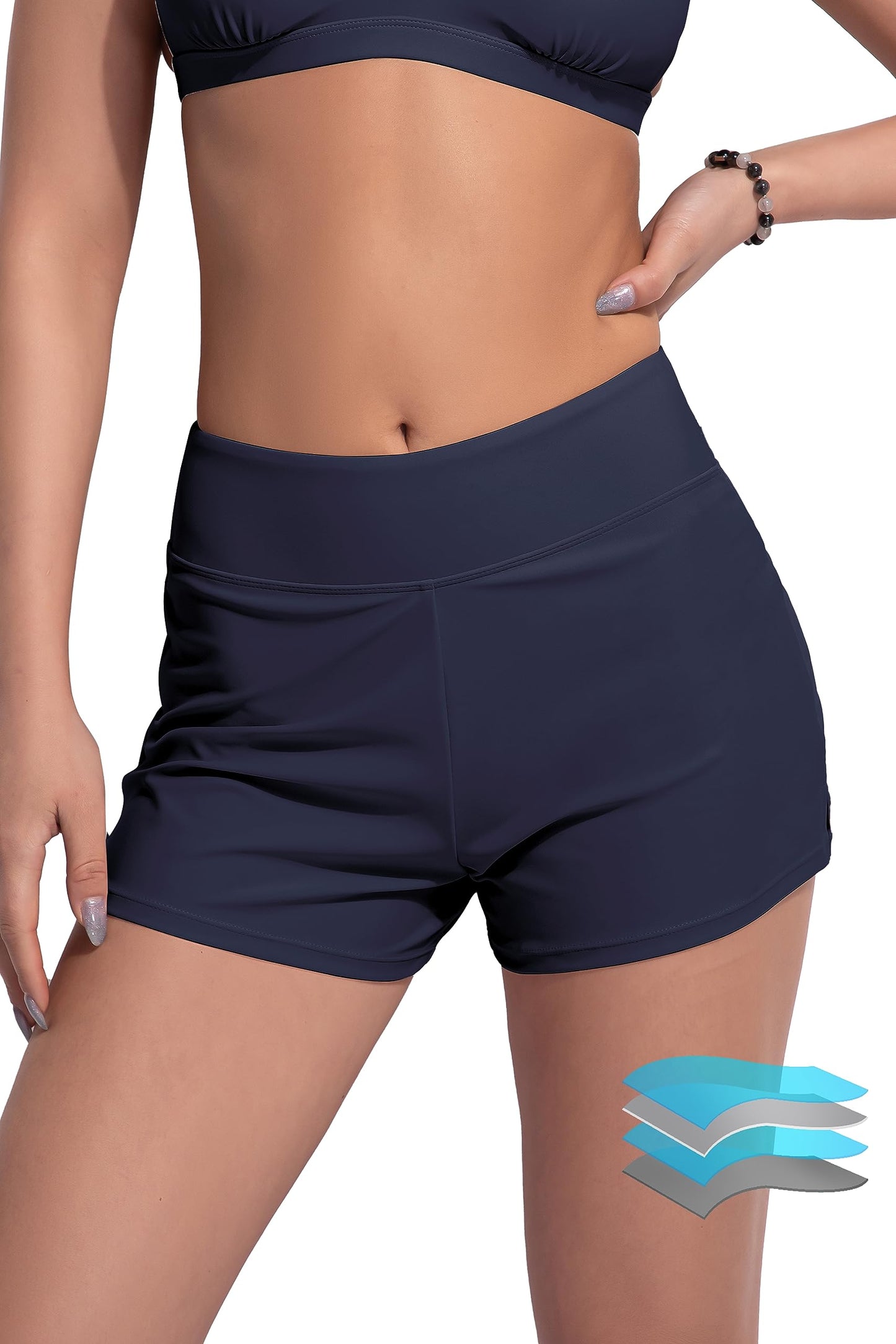HOTBeautikini Period Swimwear Menstrual Leakproof Swim Shorts Quick Dry 3" High Waist Bathing Suit Bottoms for Teen Girls Women