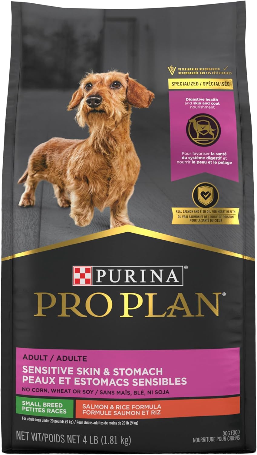 HOTPurina Pro Plan Sensitive Skin and Stomach Dog Food Small Breed, Adult Salmon & Rice Formula - 4 lb. Bag