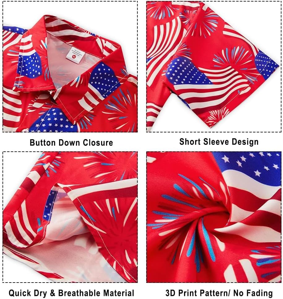 HOTuideazone Mens Funny Hawaiian Shirts 3D Graphic Button Down Short Sleeve Tropical Holiday Beach Aloha Shirt