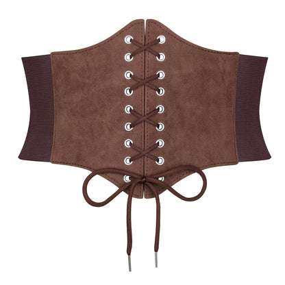 HOTJASGOOD Women’s Elastic Costume Waist Belt Lace-up Tied Waspie Corset Belts for Women