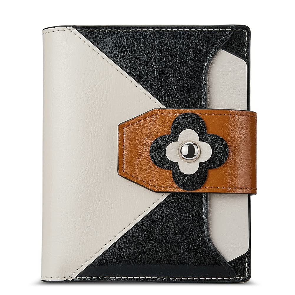 HOTBOSTANTEN Women Leather Wallet RFID Blocking Bifold Zipper Pocket Wallet Card Case Purse with ID Window