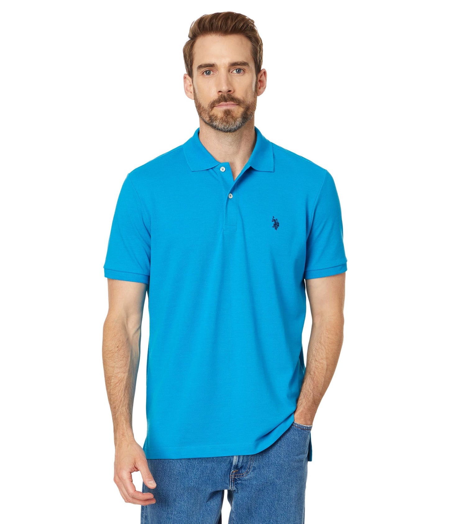 HOTU.S. Polo Assn. Men's Classic Polo Shirt, Two-Button Closure Pique Polo Shirt, Summer Fashion Golf Shirt | Two-Button Closure Pique Polo Shirt, Summer Fashion Golf Shirt