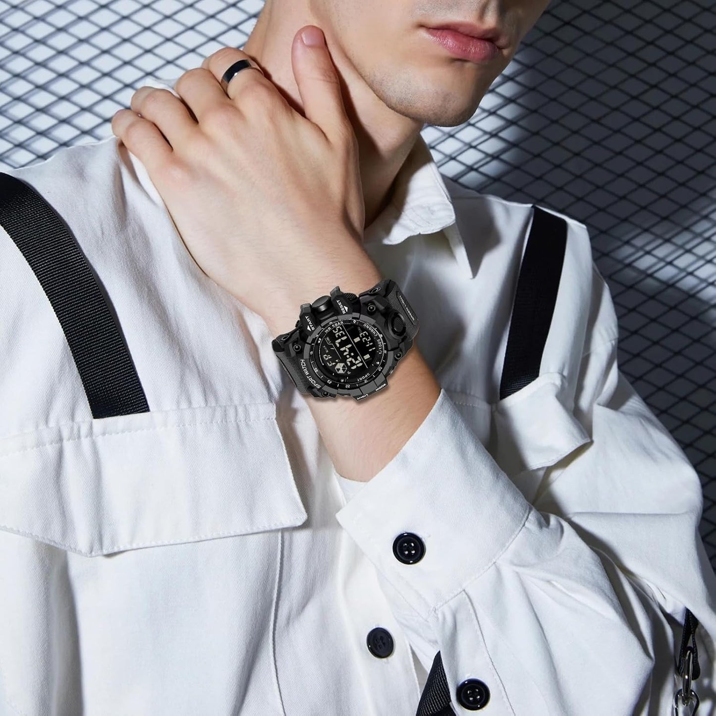 HOTFANMIS Mens Military Multifunction Digital LED Watch Electronic Waterproof Alarm Quartz Sports Watch