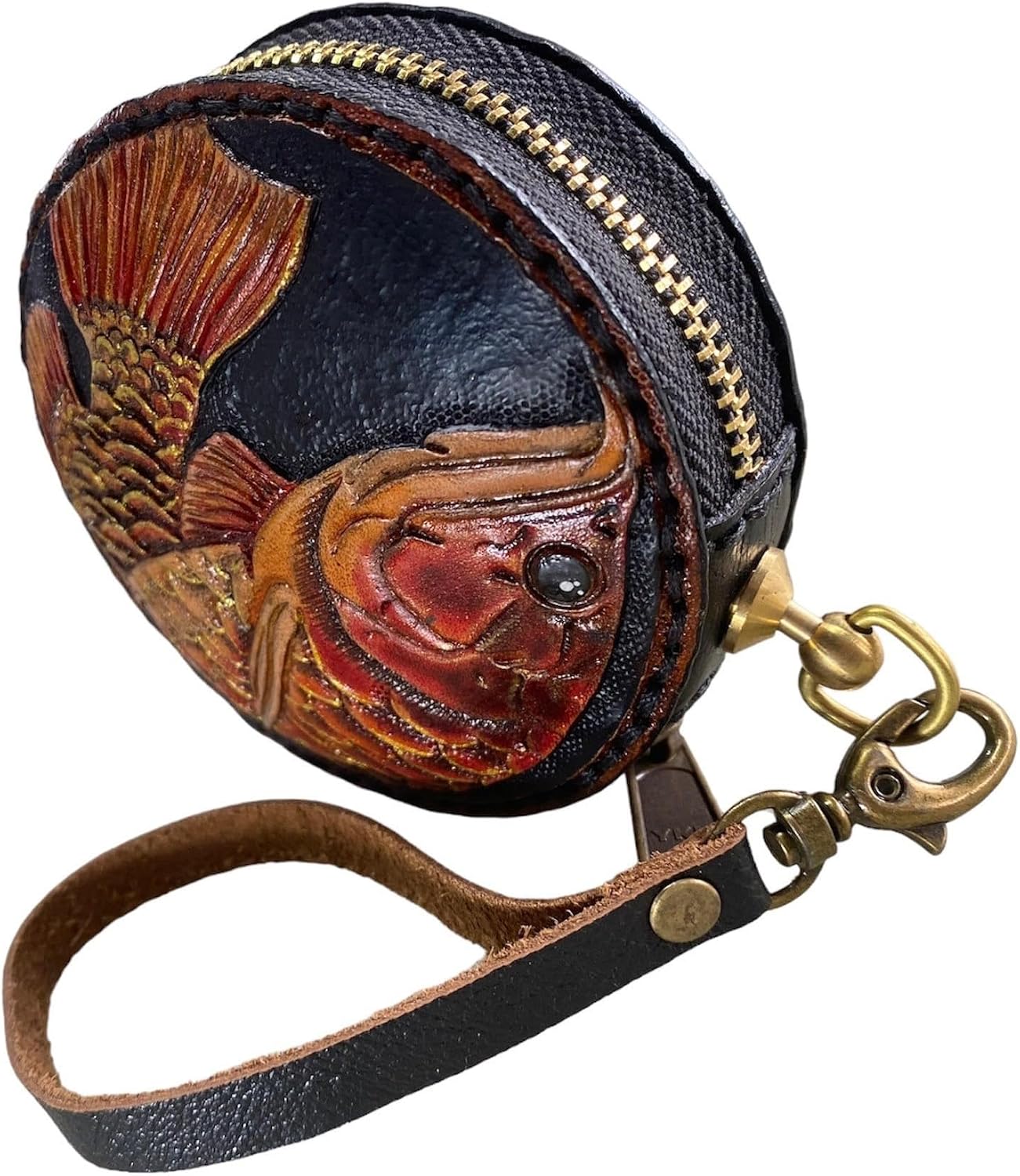 HOTGenuine Leather Round Coin Purse, Leather Purse, Leather pouch