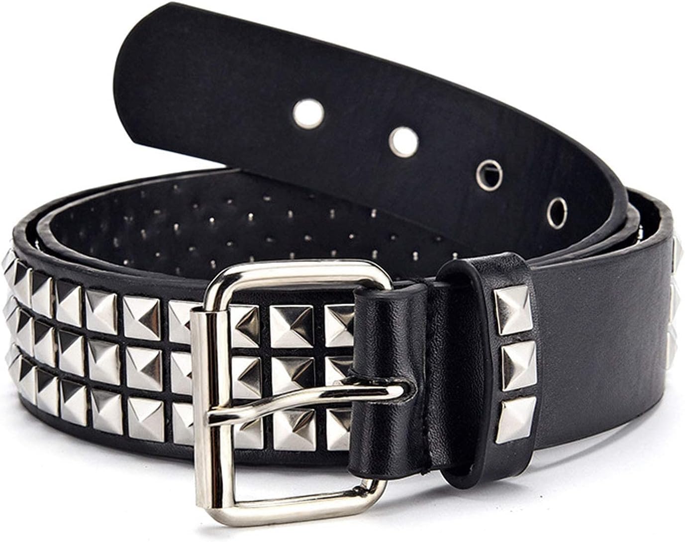 HOTStudded Belt, Metal Punk Rock Rivet Belt with Bright Pyramid Studded for Women Men