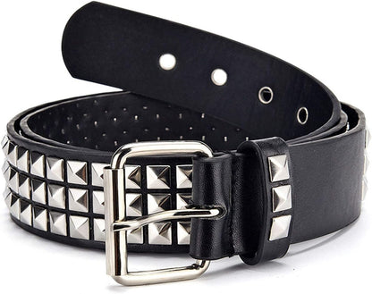 HOTStudded Belt, Metal Punk Rock Rivet Belt with Bright Pyramid Studded for Women Men