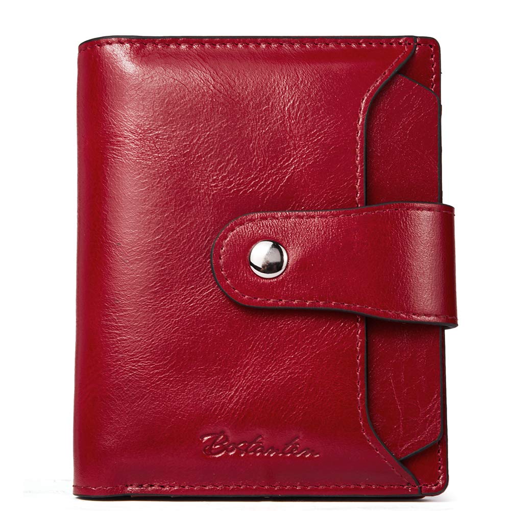HOTBOSTANTEN Women Leather Wallet RFID Blocking Bifold Zipper Pocket Wallet Card Case Purse with ID Window