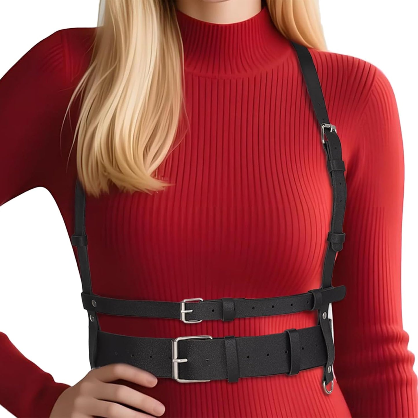 HOTPunk Leather Harness Waist Belt for Women PU Leather Corset Belts Strap Adjustable Party Rave Accessory