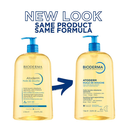 HOTBioderma Atoderm Shower Oil, Cleansing Oil For Face & Body, Nourishing Cleansing Oil For Dry to Atopic Sensitive Skin For Softer & Smooth Skin For Your Whole Family